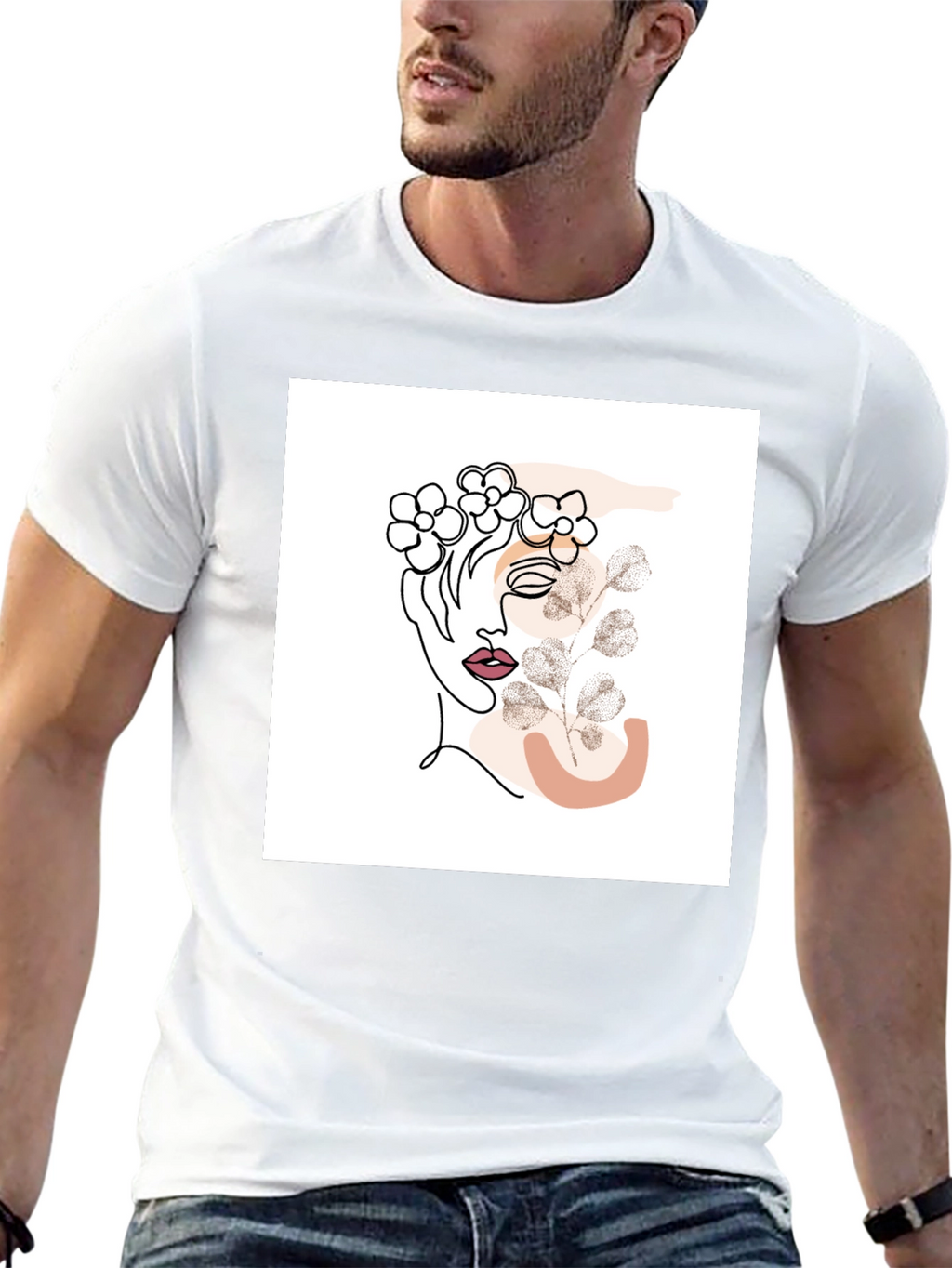 Abstract Floral Woman Graphic Black T-Shirt