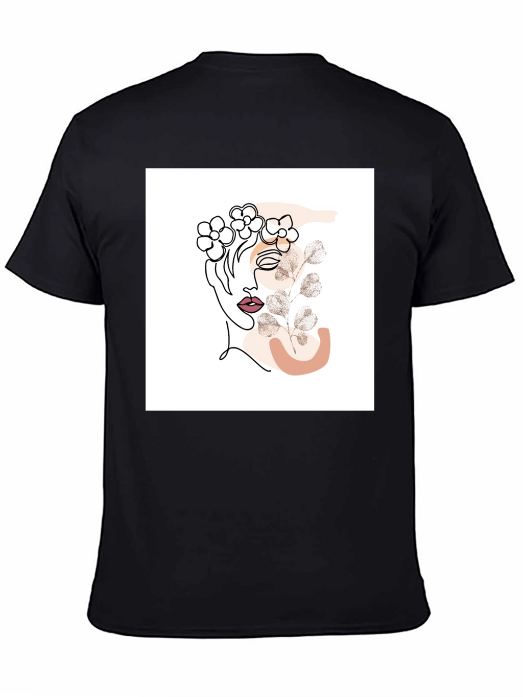 Abstract Floral Woman Graphic Black T-Shirt