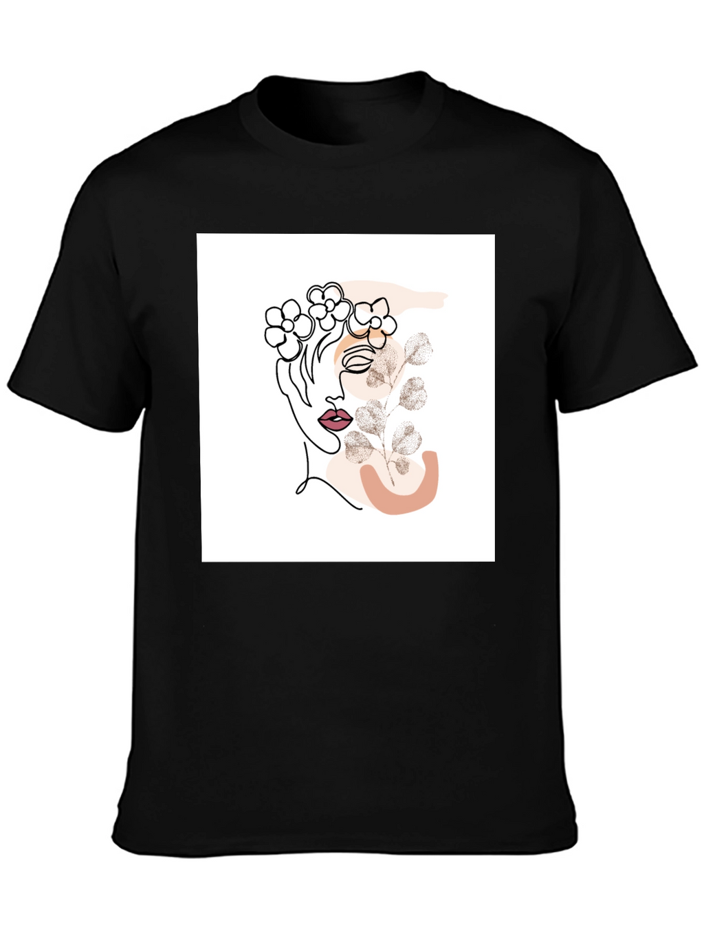 Abstract Floral Woman Graphic Black T-Shirt