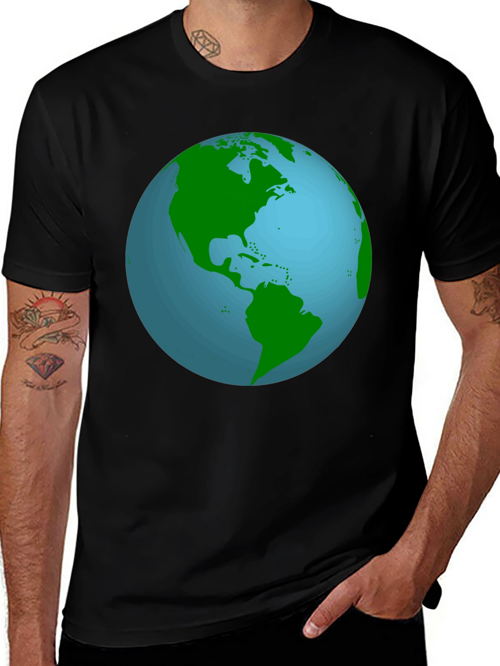 Earth Graphic T-Shirt - Black Crew Neck Tee