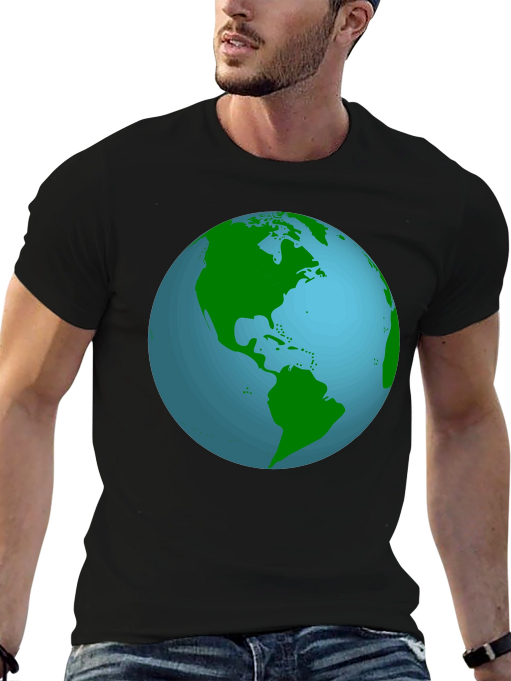 Earth Graphic T-Shirt - Black Crew Neck Tee