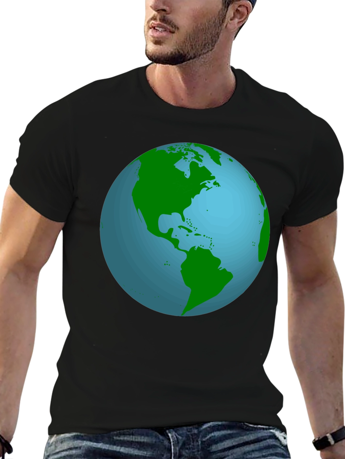 Earth Graphic T-Shirt - Black Crew Neck Tee