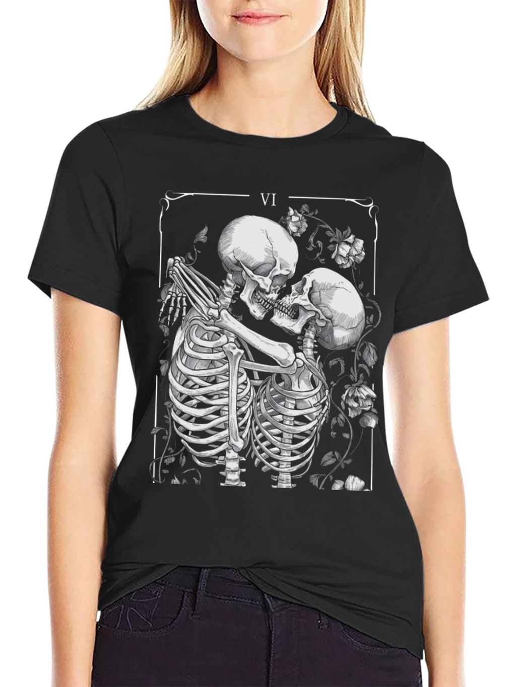 Skeleton Lovers Tarot Card Graphic T-Shirt