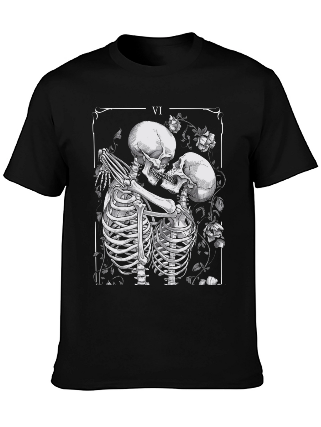 Skeleton Lovers Tarot Card Graphic T-Shirt