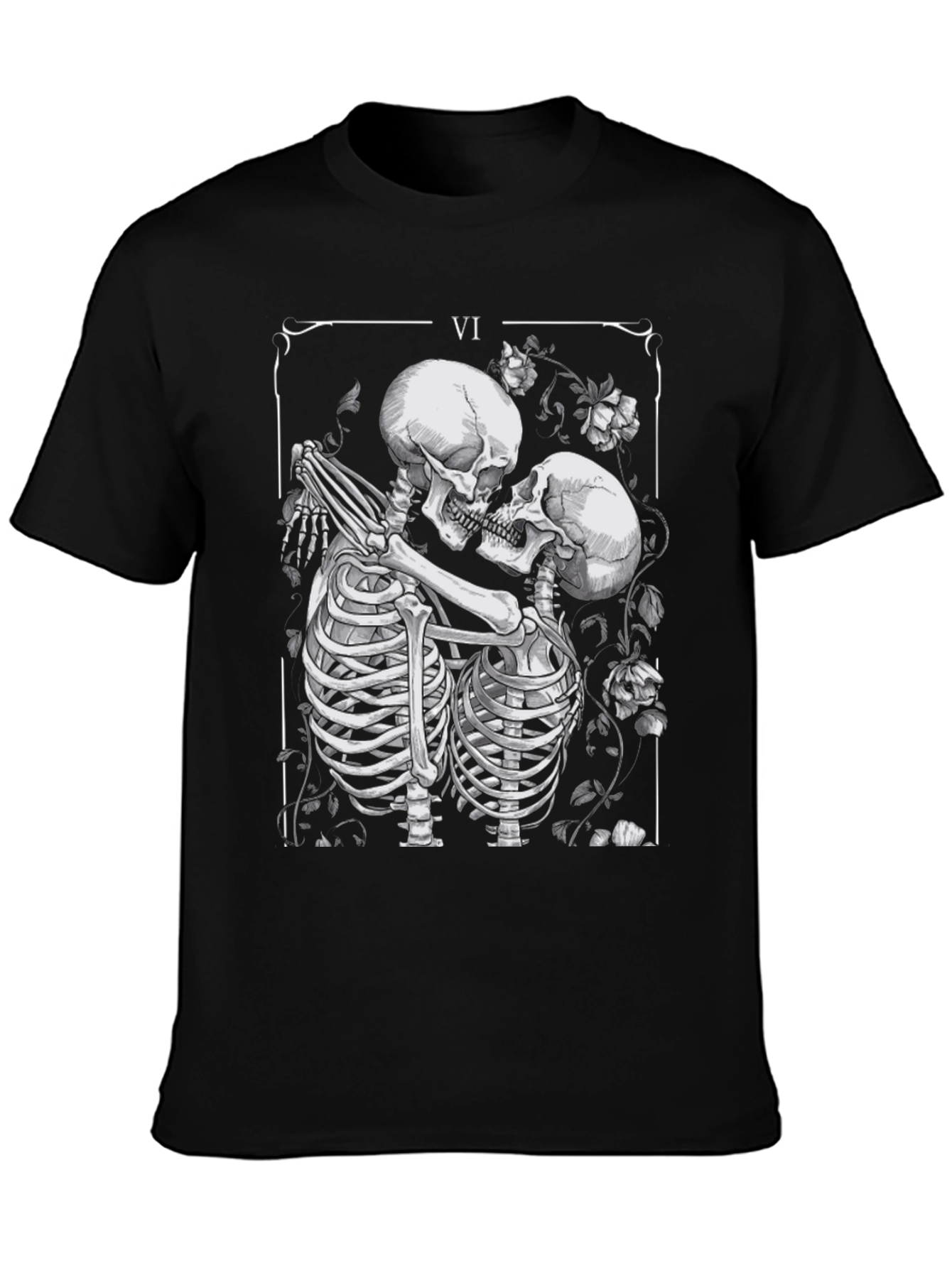 Skeleton Lovers Tarot Card Graphic T-Shirt