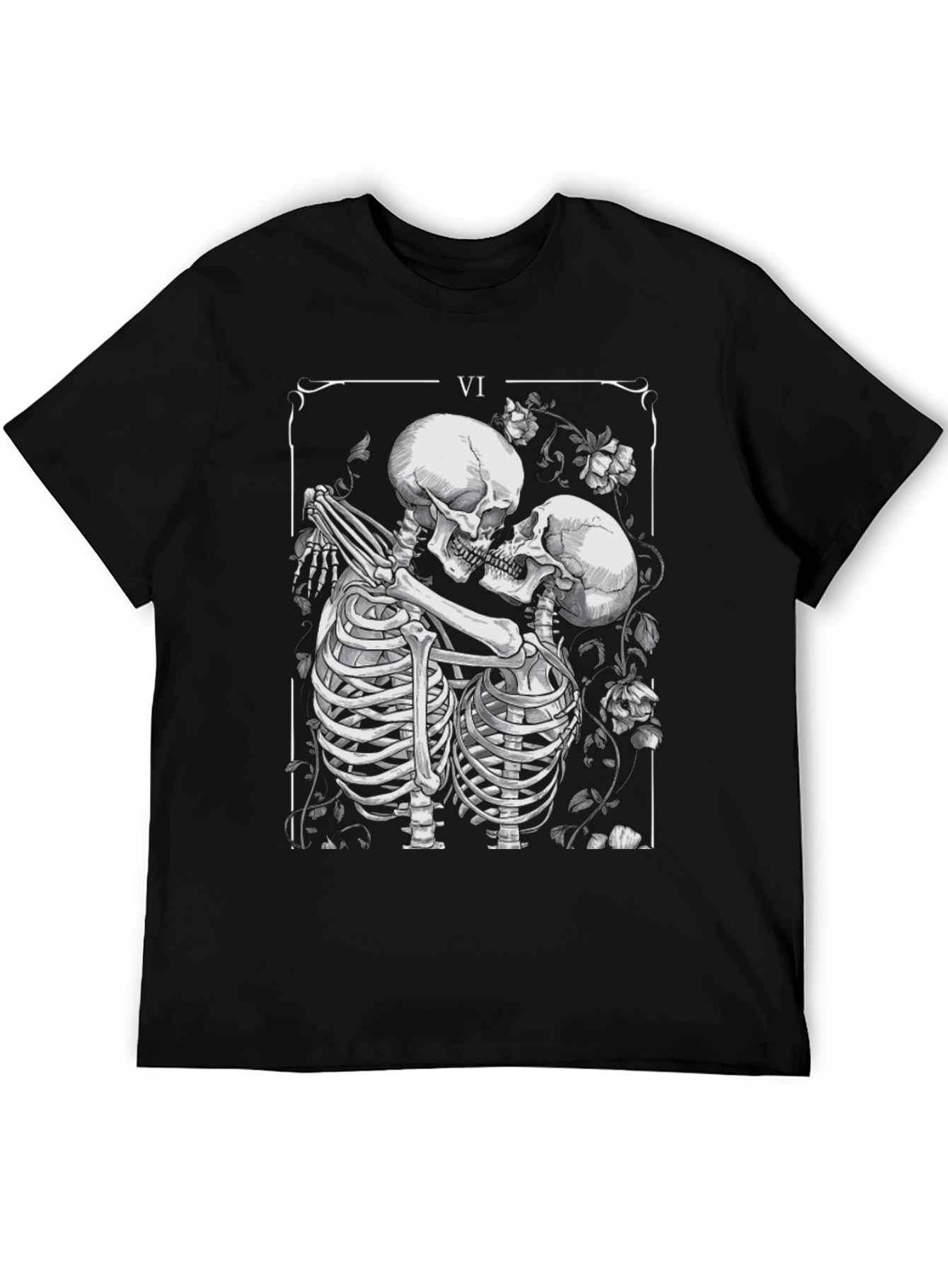 Skeleton Lovers Tarot Card Graphic T-Shirt