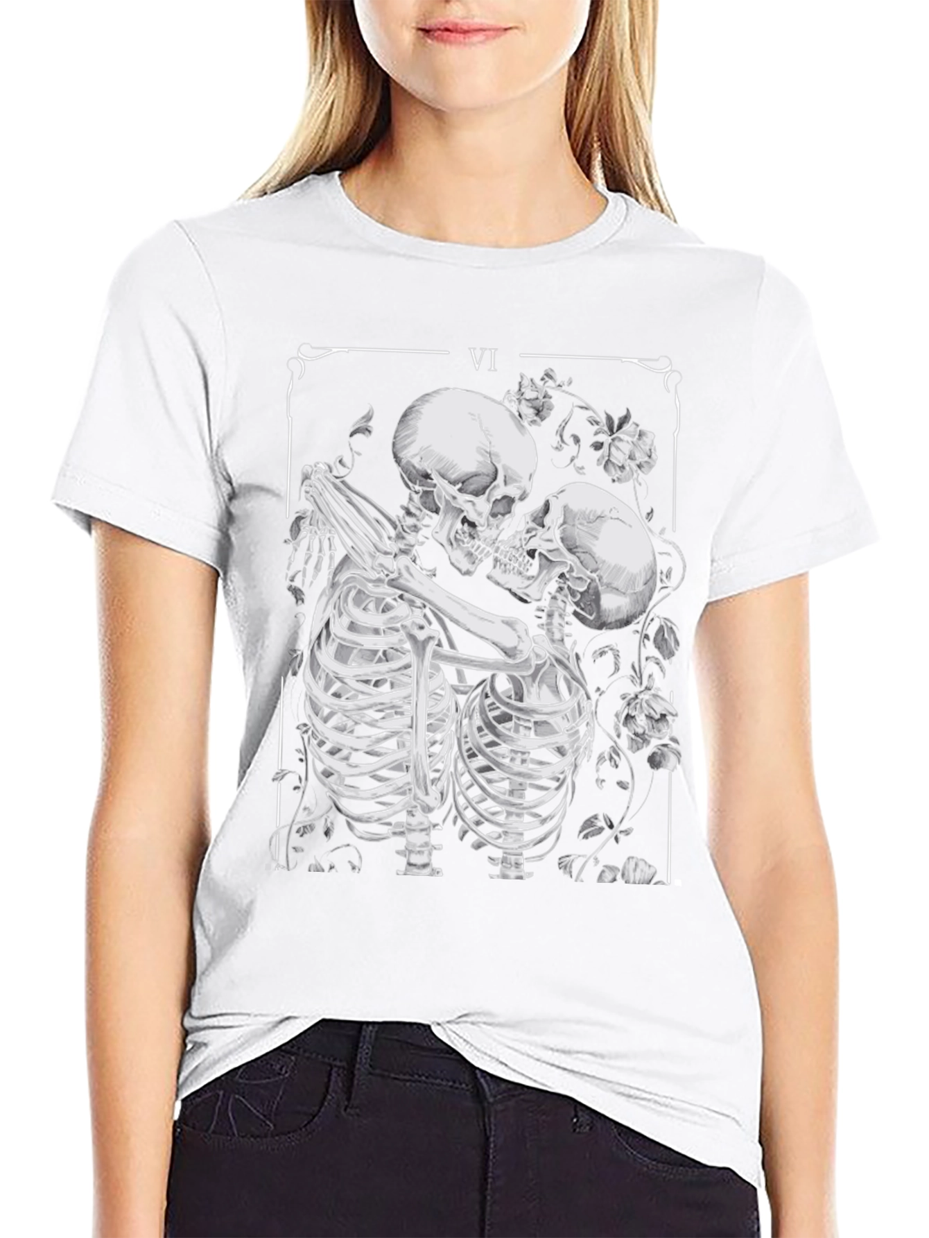 Skeleton Lovers Tarot Card Graphic T-Shirt