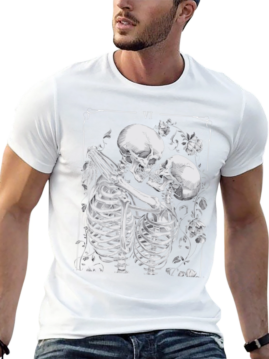Skeleton Lovers Tarot Card Graphic T-Shirt