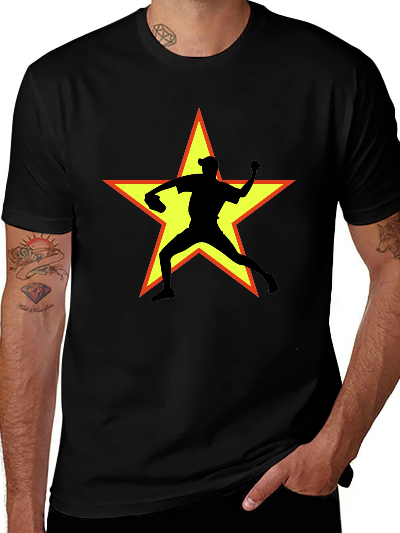 Star Pitcher Graphic T-Shirt - Black
