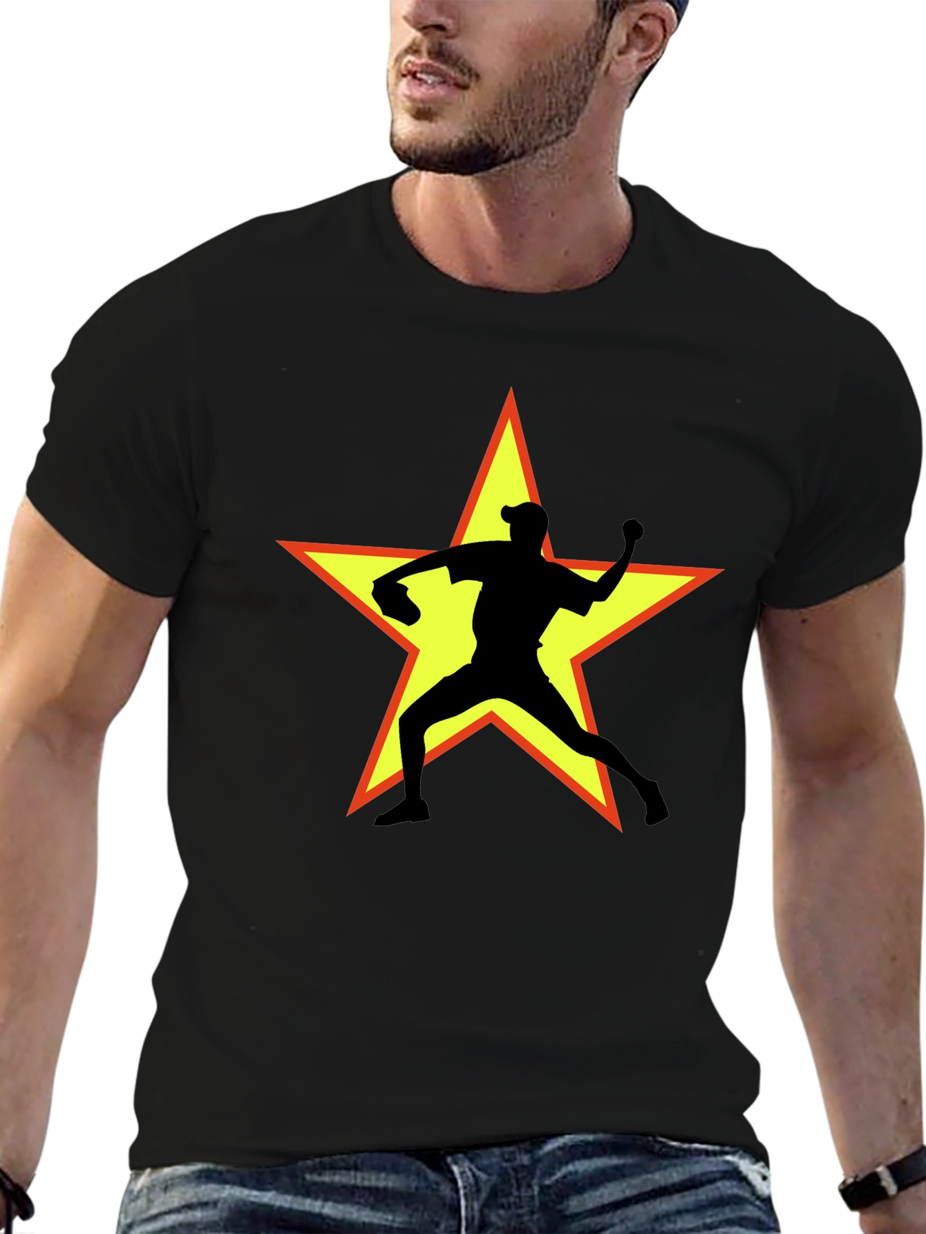 Star Pitcher Graphic T-Shirt - Black