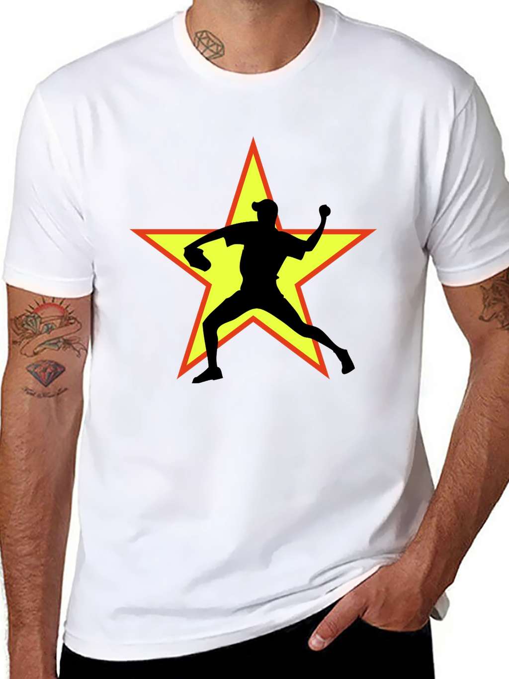Star Pitcher Graphic T-Shirt - Black