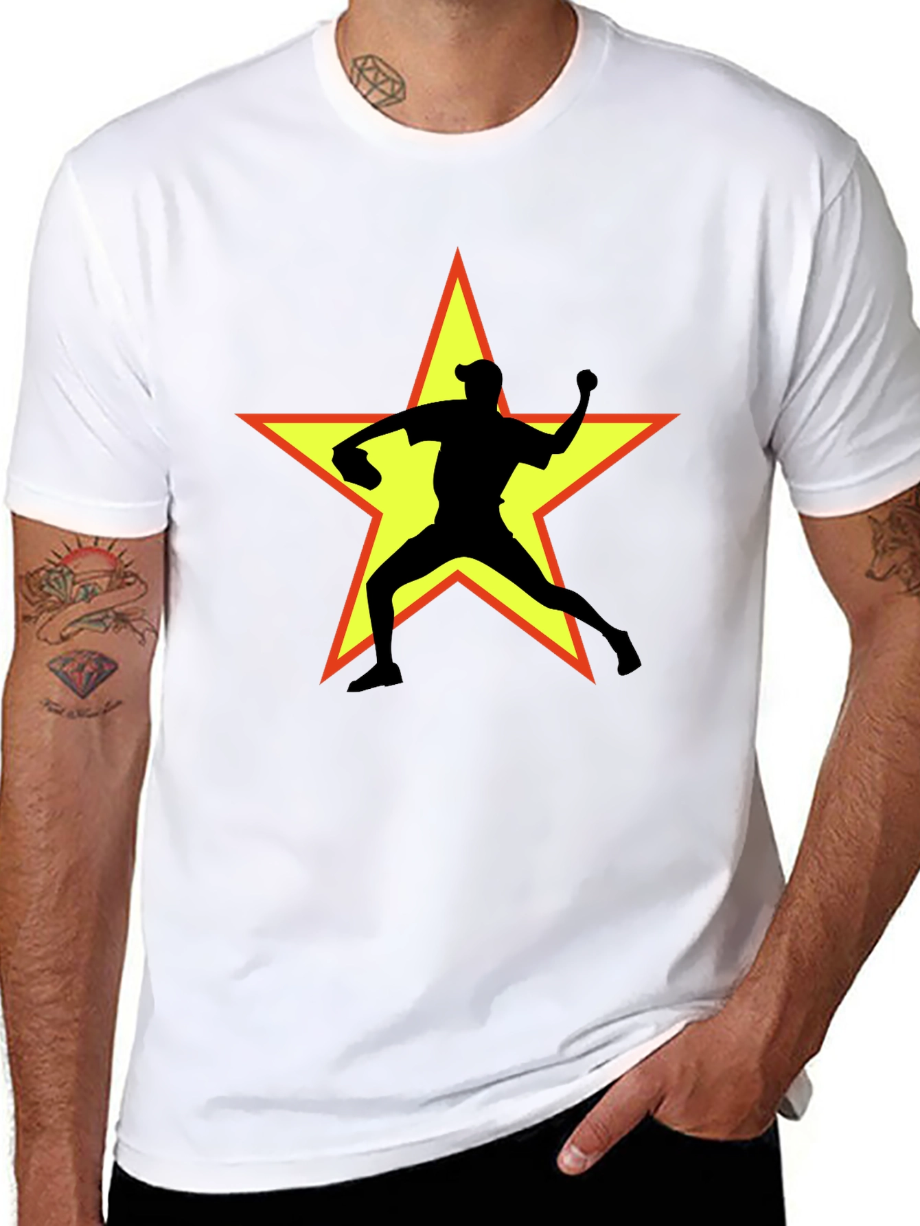 Star Pitcher Graphic T-Shirt - Black