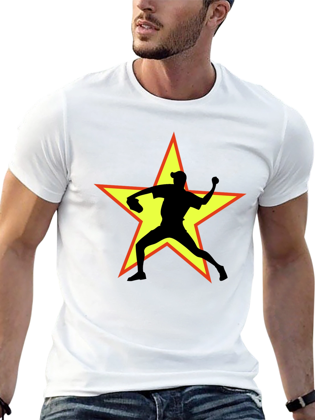 Star Pitcher Graphic T-Shirt - Black