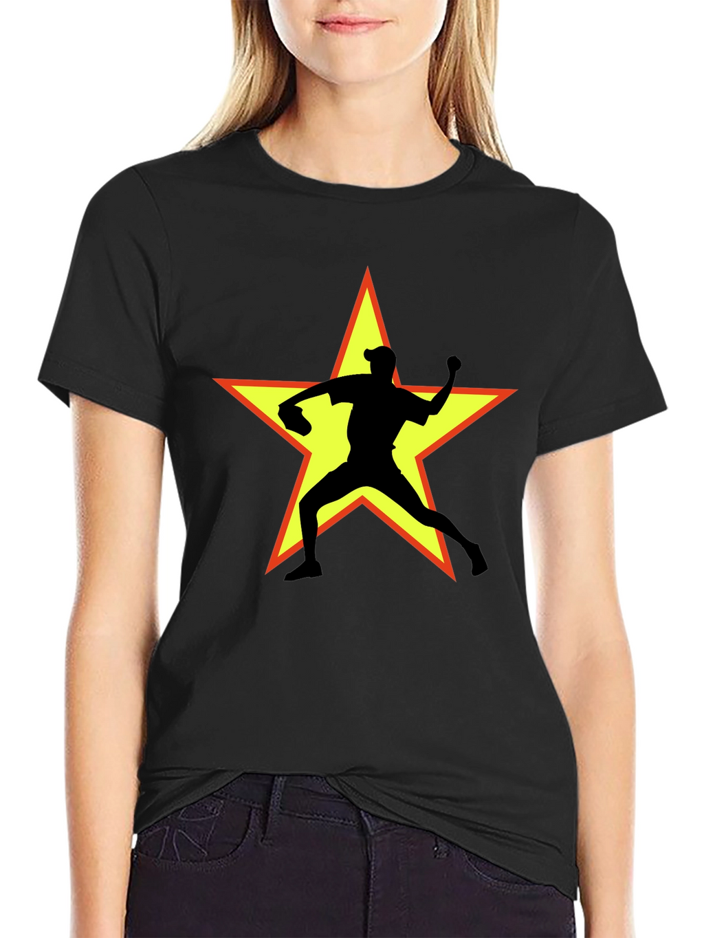 Star Pitcher Graphic T-Shirt - Black