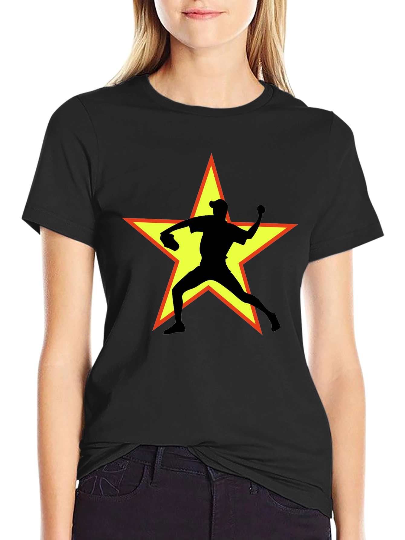 Star Pitcher Graphic T-Shirt - Black