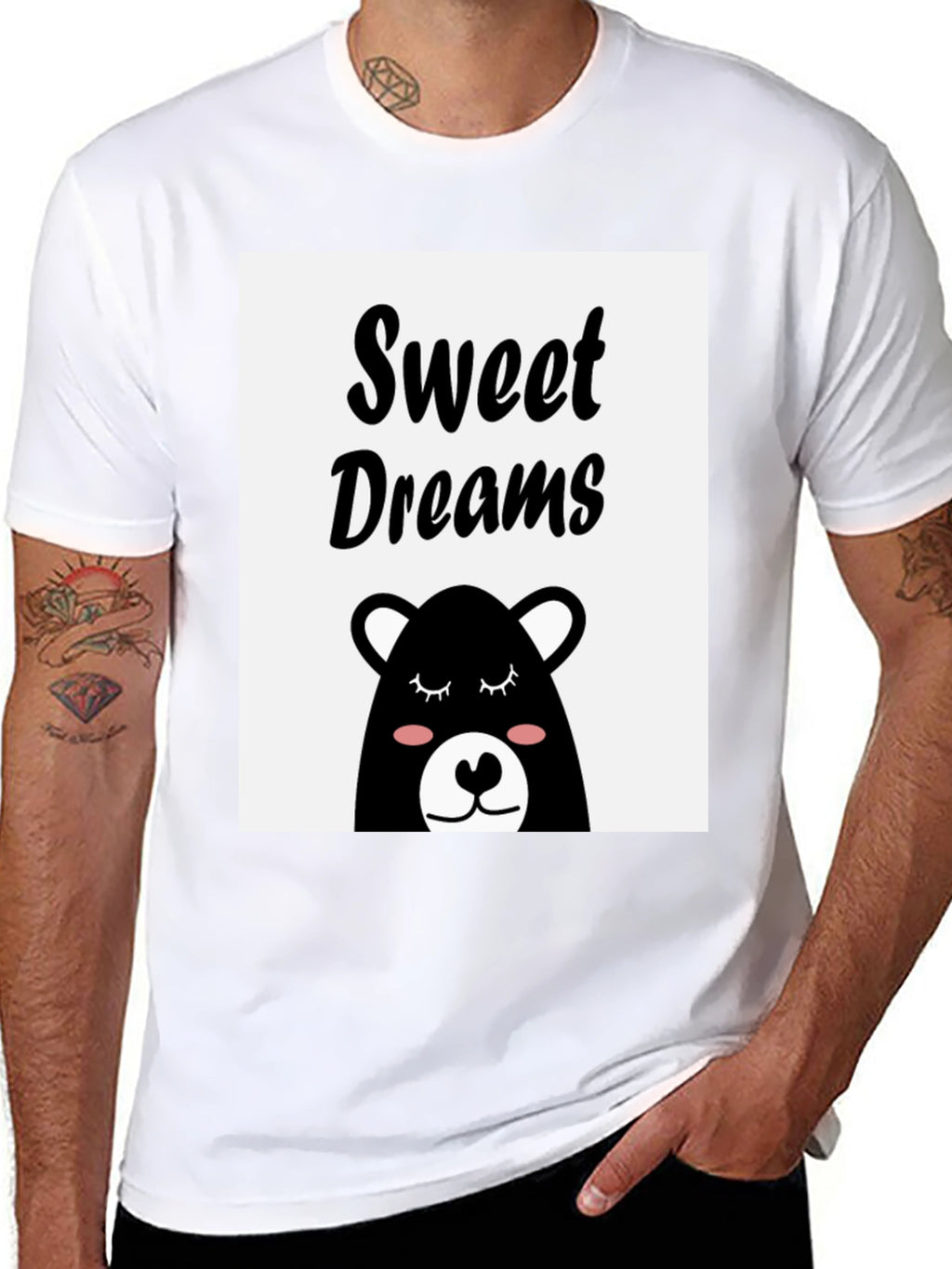 Sweet Dreams Bear Graphic Tee - Black