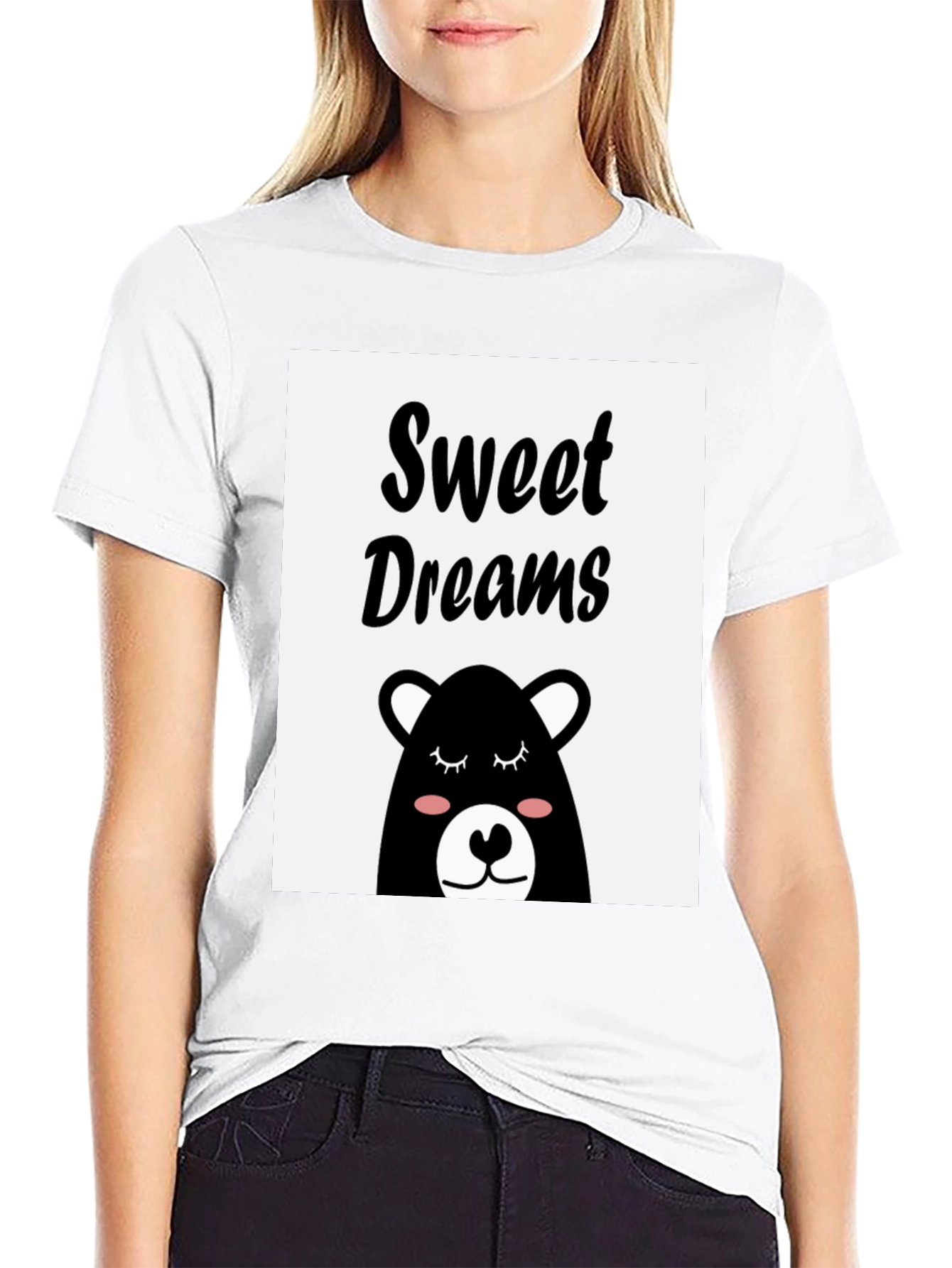 Sweet Dreams Bear Graphic Tee - Black