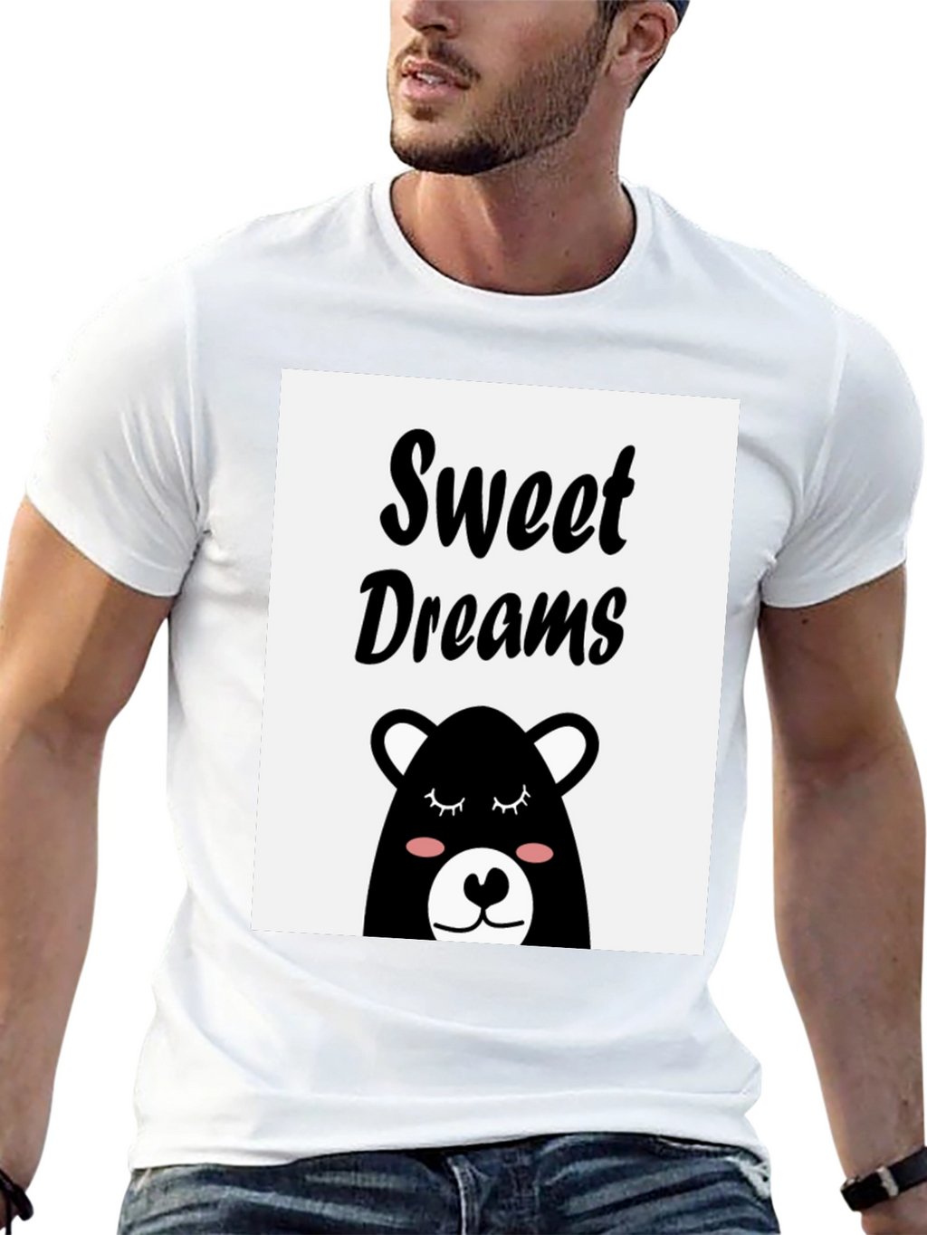 Sweet Dreams Bear Graphic Tee - Black