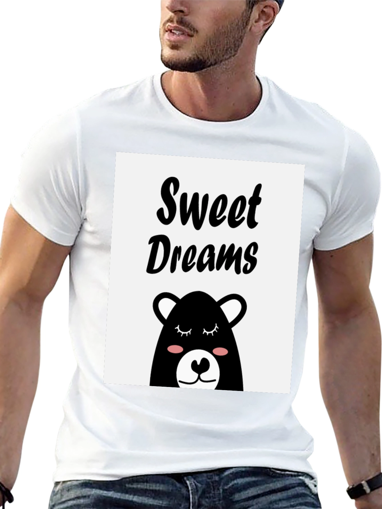 Sweet Dreams Bear Graphic Tee - Black
