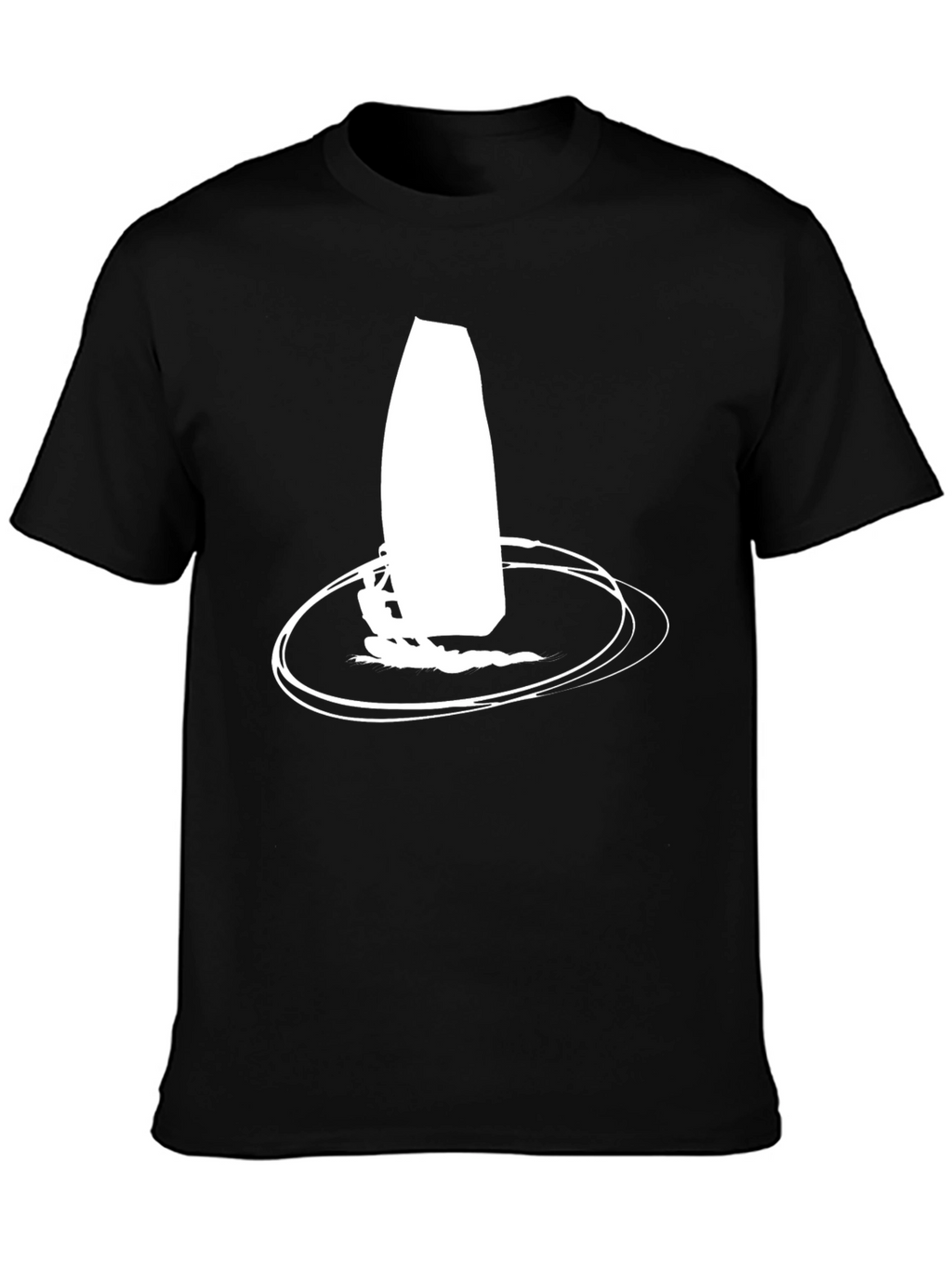 Black T-shirt with Windsurfing Graphic Print