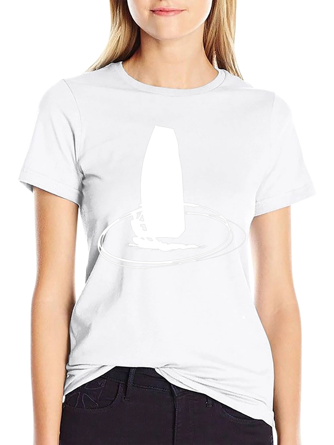 Black T-shirt with Windsurfing Graphic Print