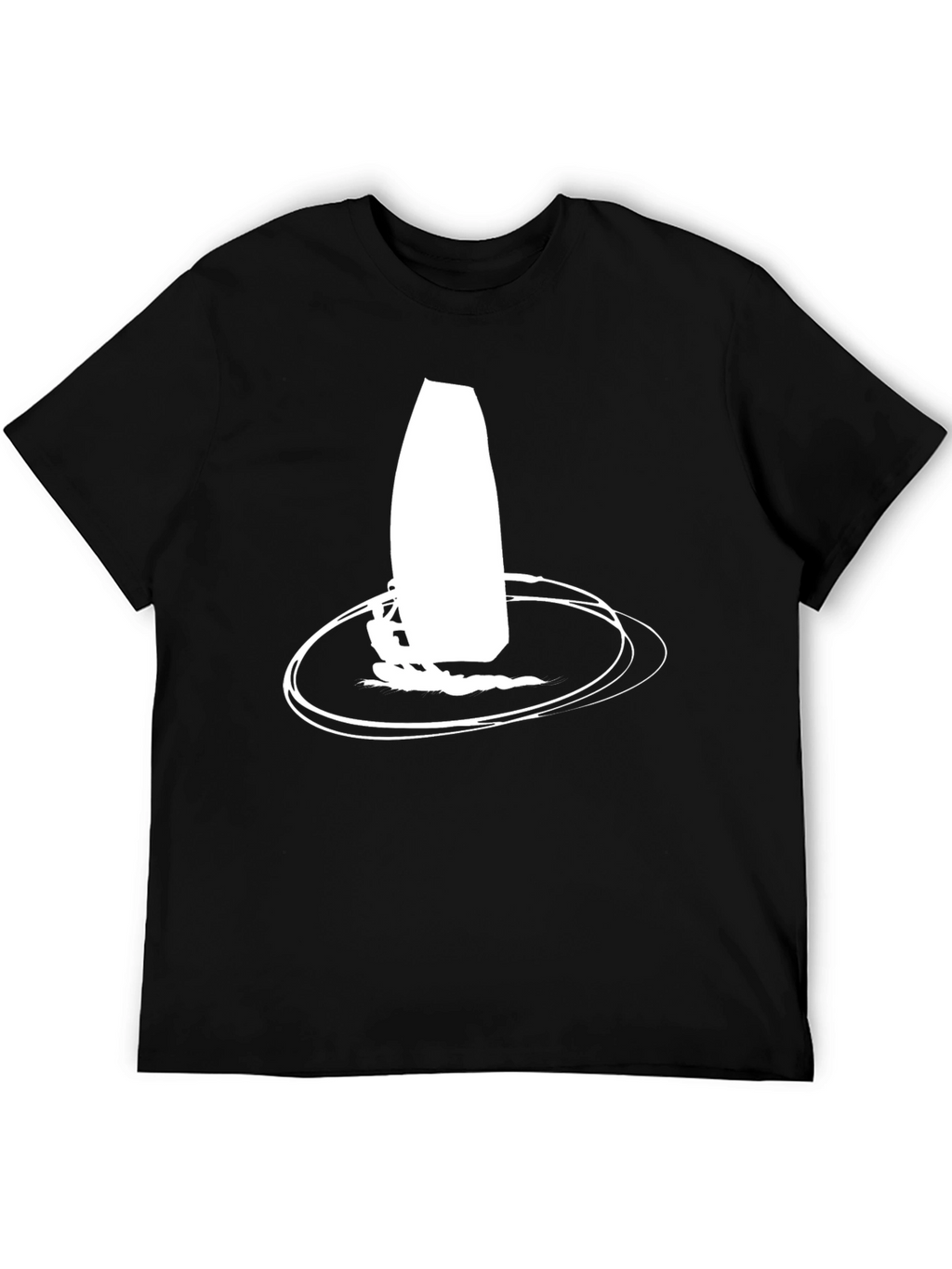 Black T-shirt with Windsurfing Graphic Print