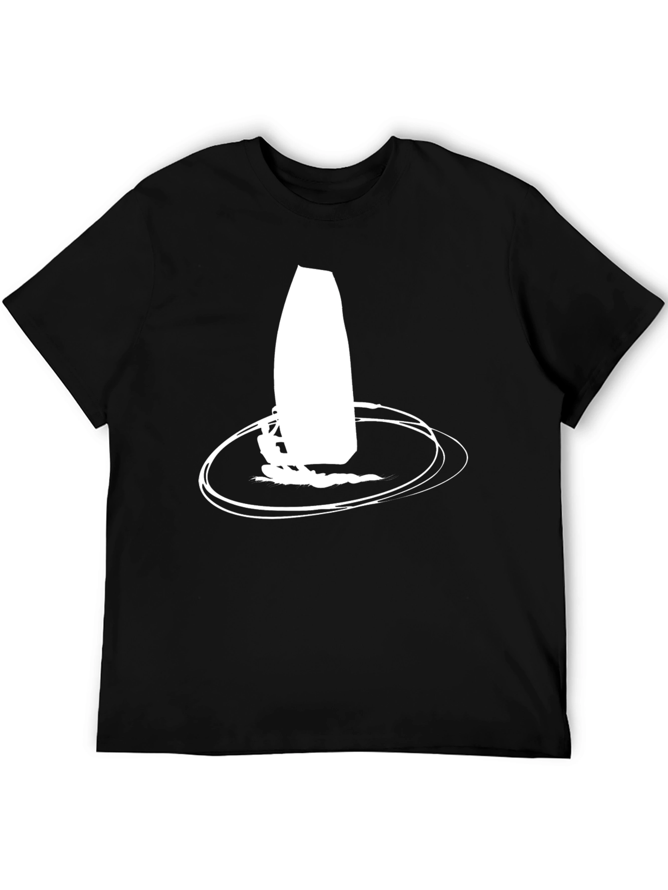 Black T-shirt with Windsurfing Graphic Print