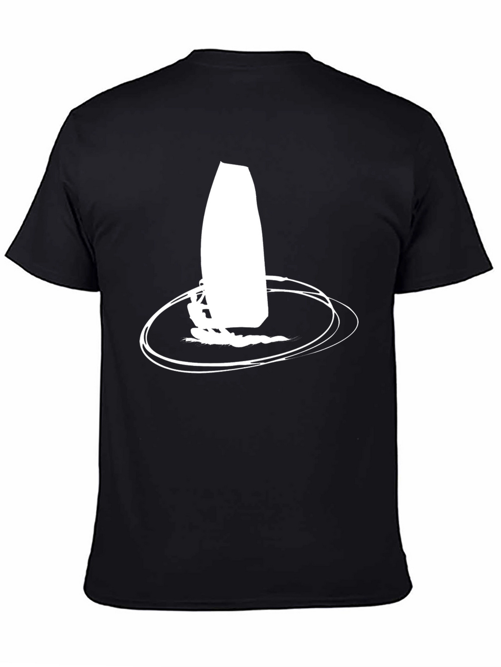 Black T-shirt with Windsurfing Graphic Print