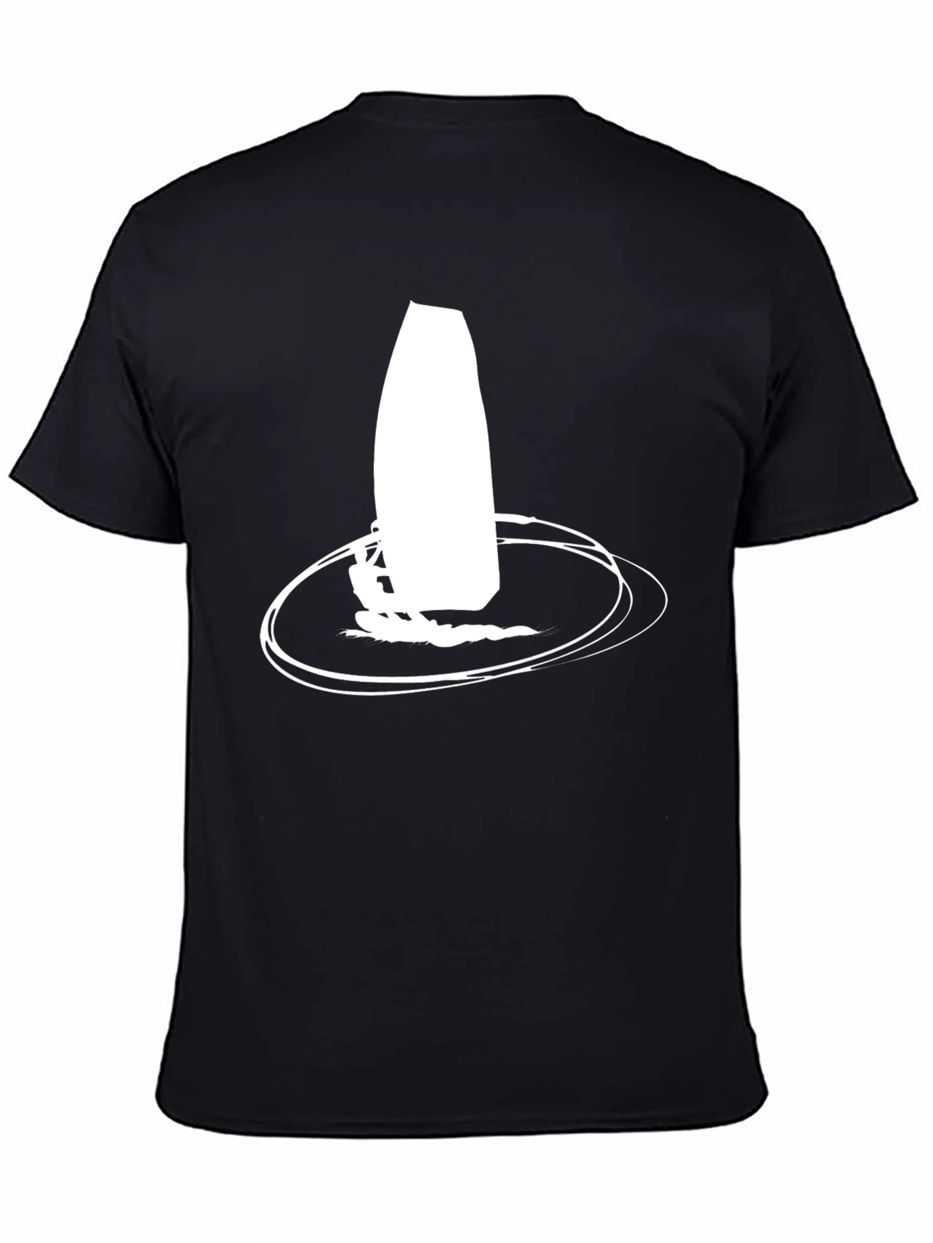 Black T-shirt with Windsurfing Graphic Print