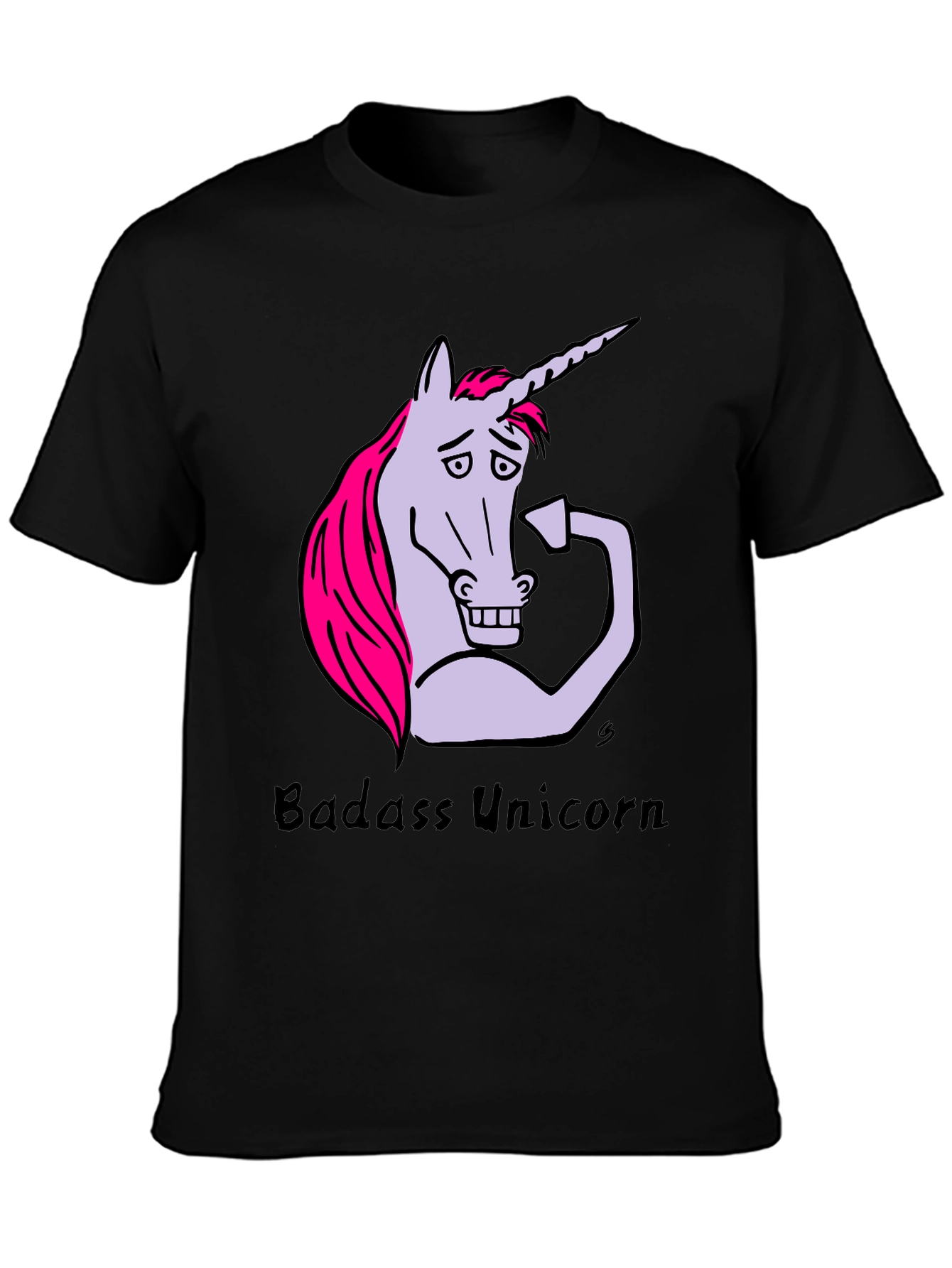 Badass Unicorn Graphic Tee - Mens Black T-Shirt