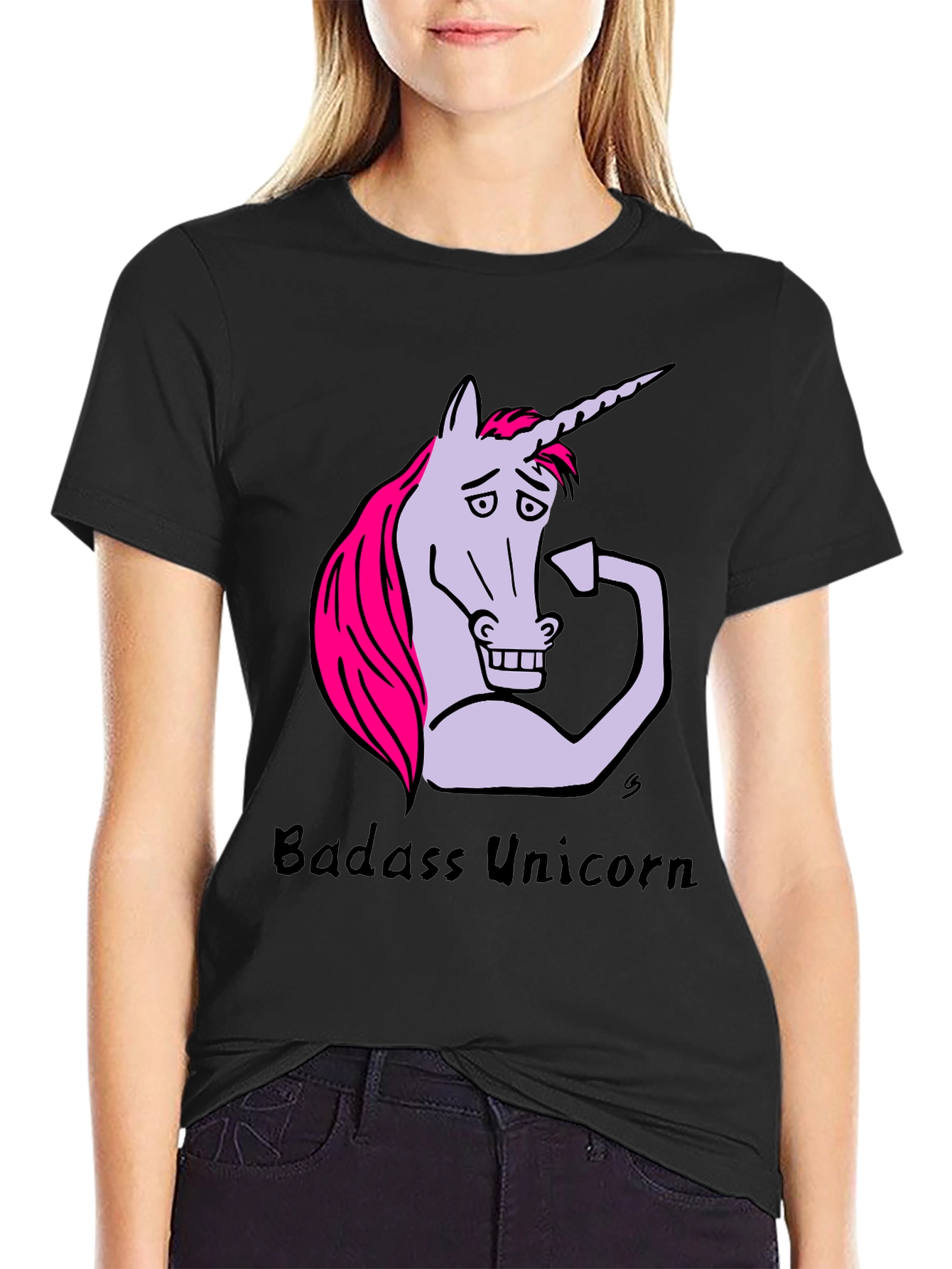 Badass Unicorn Graphic Tee - Mens Black T-Shirt