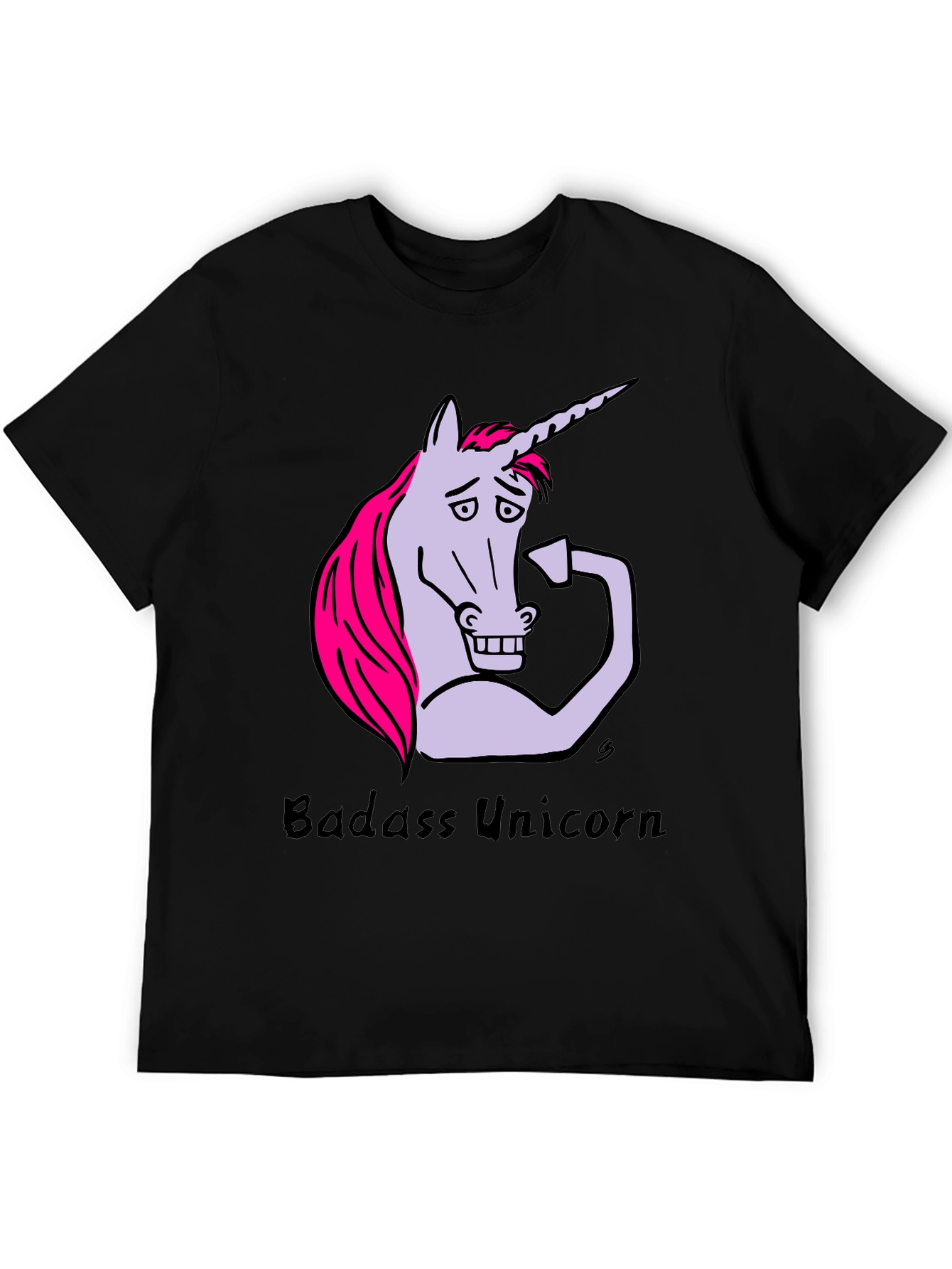 Badass Unicorn Graphic Tee - Mens Black T-Shirt
