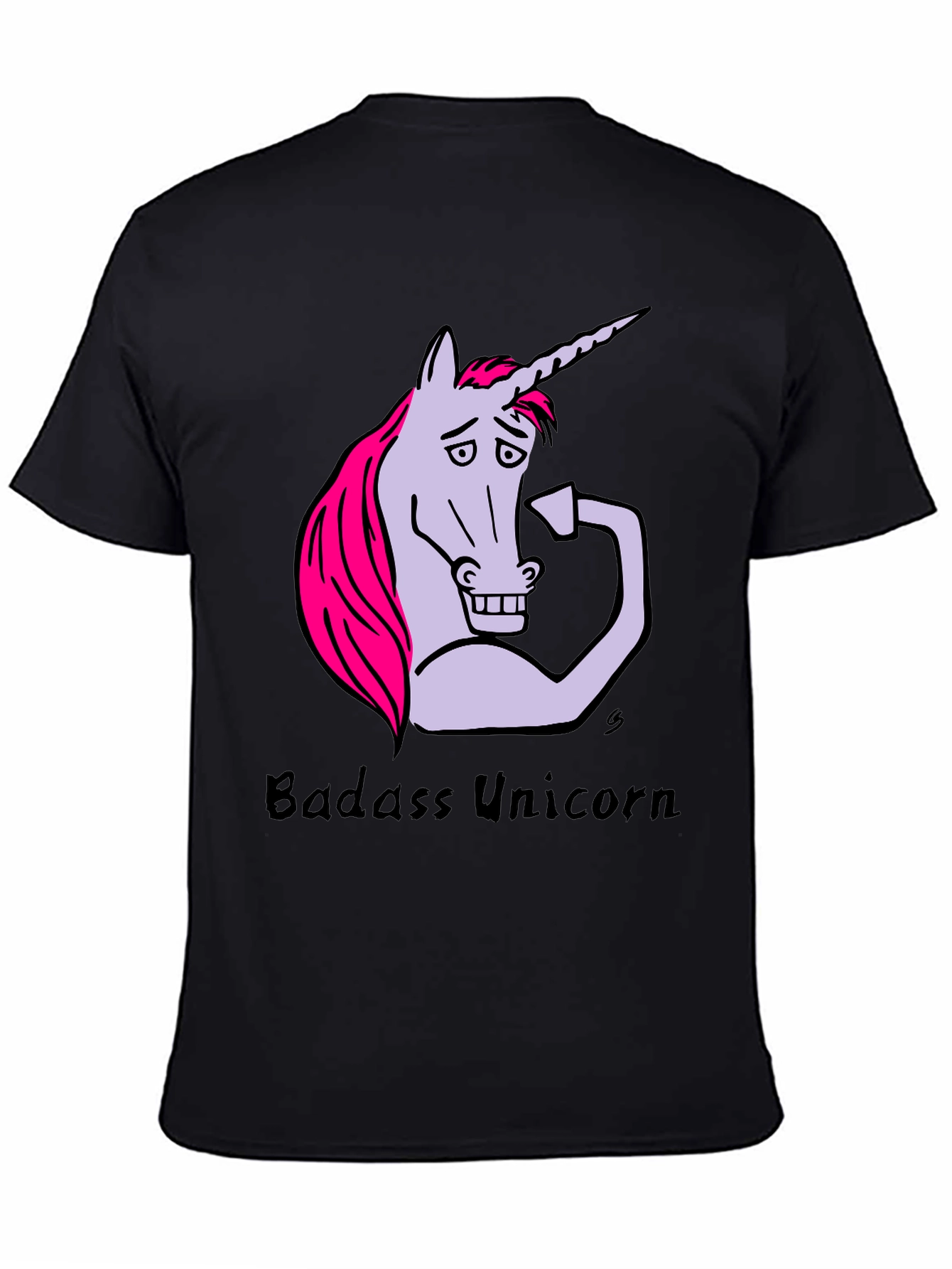 Badass Unicorn Graphic Tee - Mens Black T-Shirt
