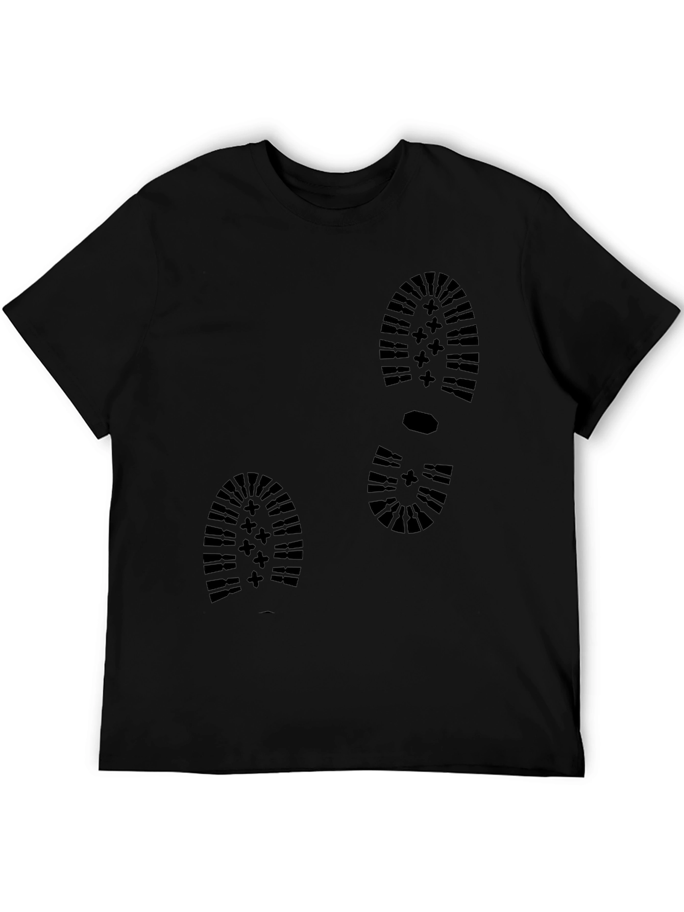 Boot Print Graphic Tee - Black Cotton Casual Shirt