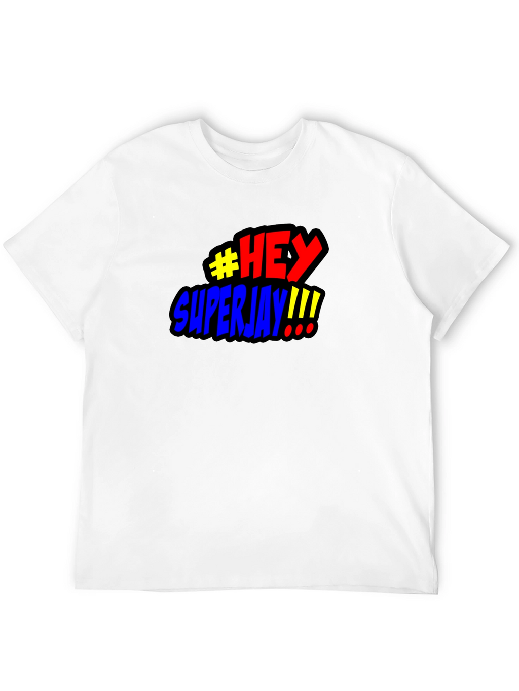 #HEY Superjay!!! Mens Black Graphic T-Shirt