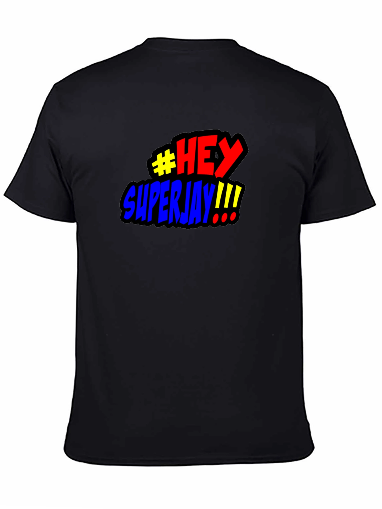 #HEY Superjay!!! Mens Black Graphic T-Shirt