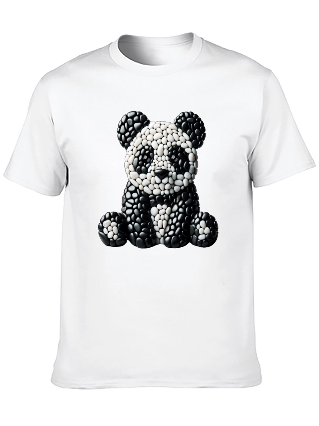 Panda Pebble Art Black T-Shirt