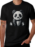 Panda Pebble Art Black T-Shirt