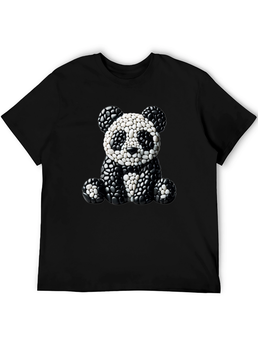 Panda Pebble Art Black T-Shirt