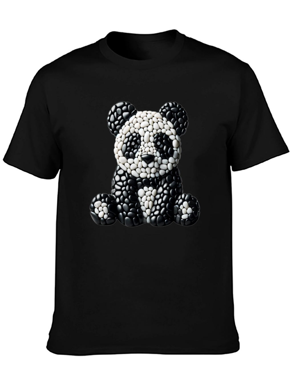 Panda Pebble Art Black T-Shirt