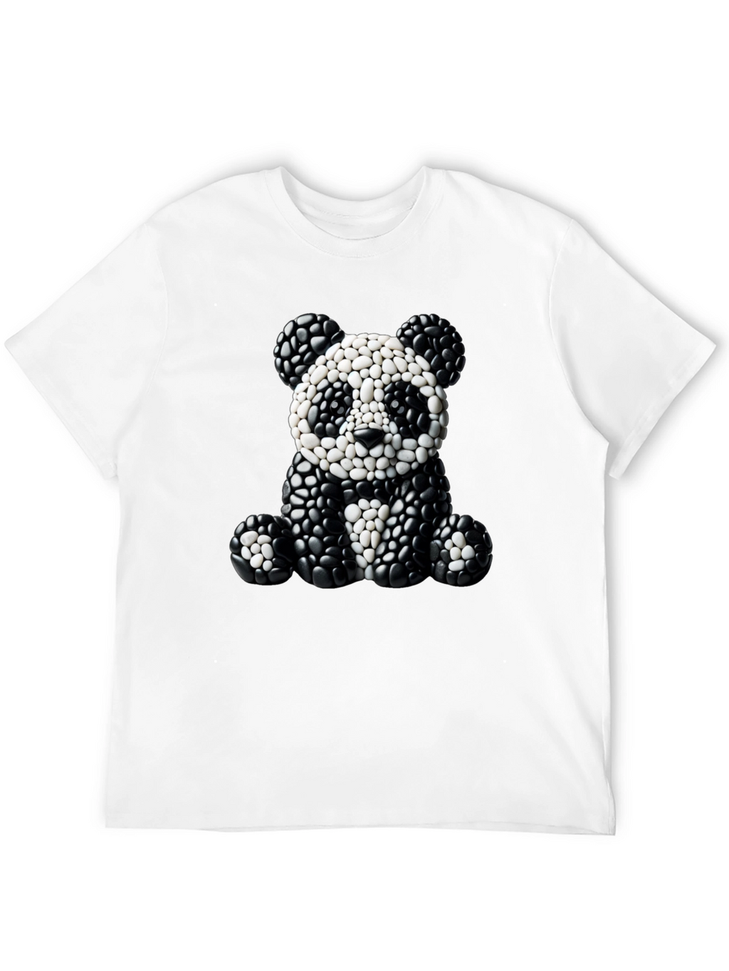Panda Pebble Art Black T-Shirt