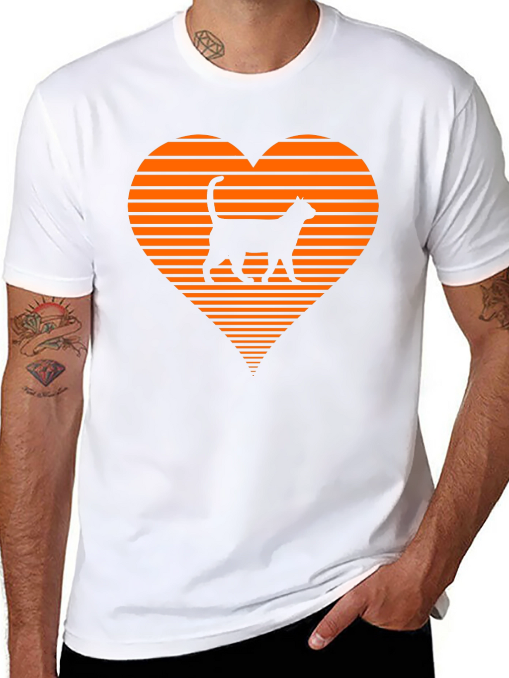 Retro Cat Lover T-Shirt - Heart Design