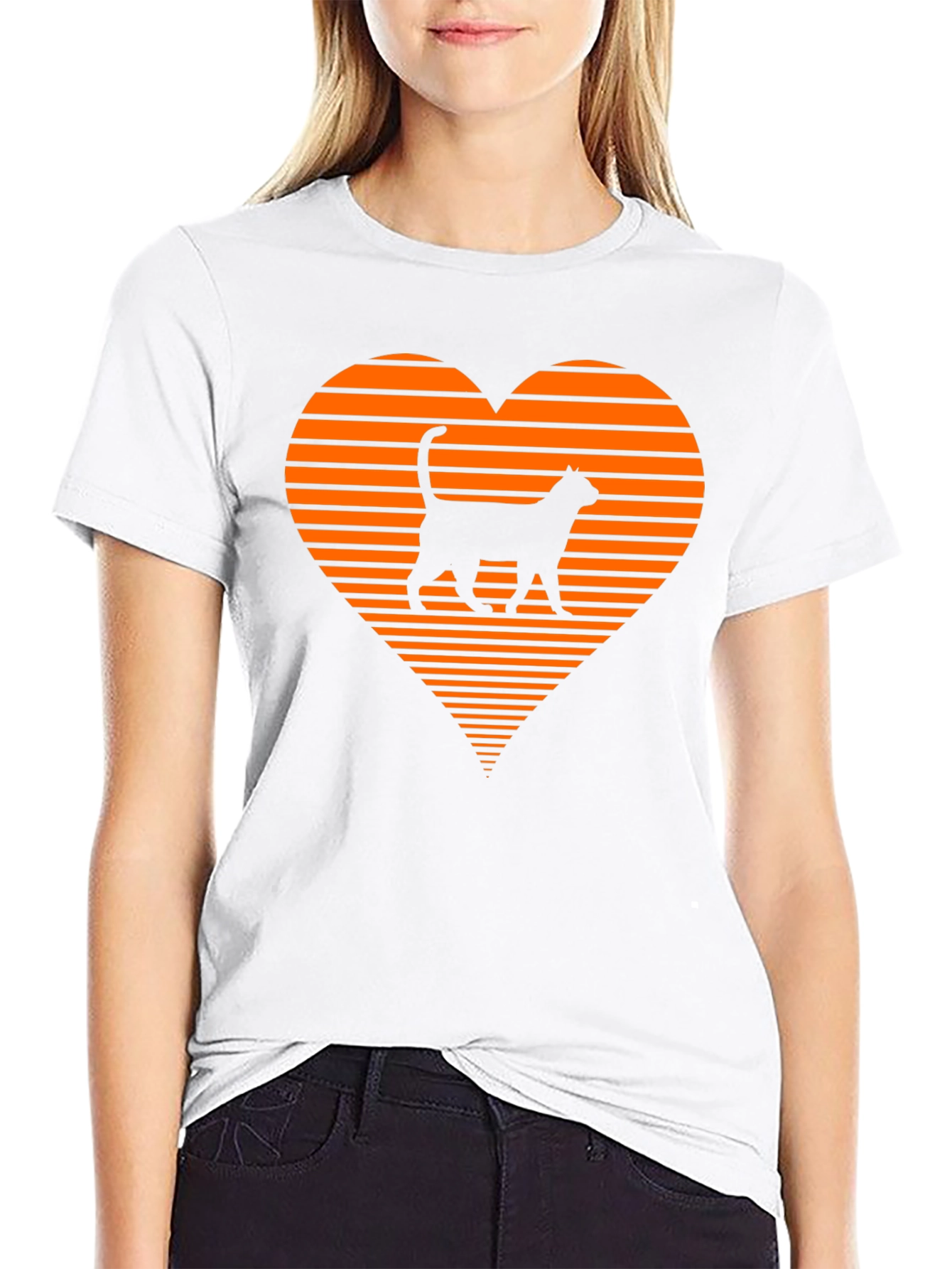 Retro Cat Lover T-Shirt - Heart Design