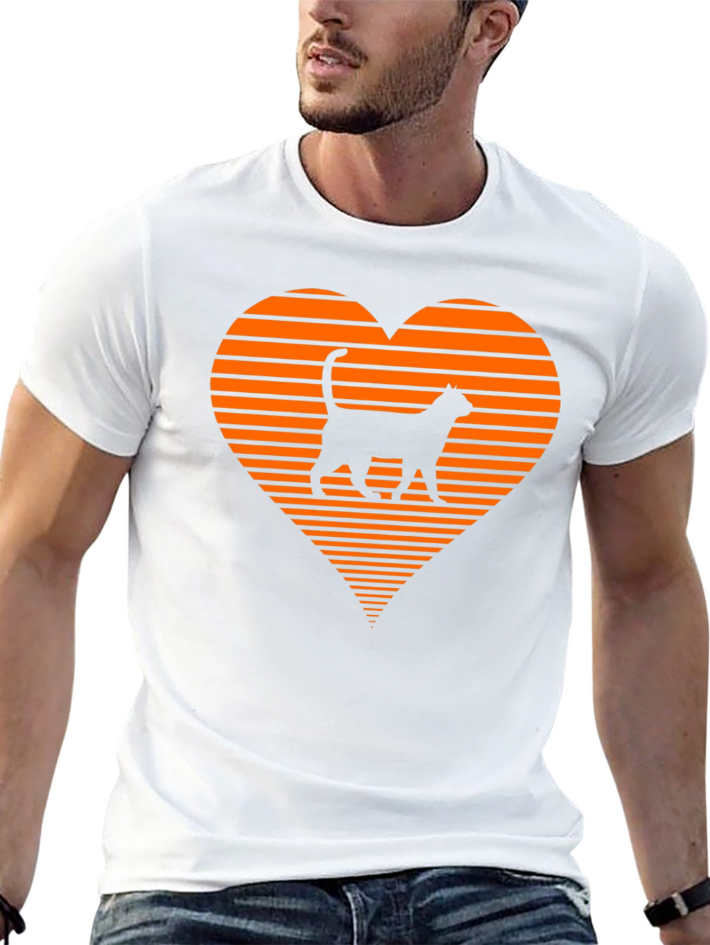 Retro Cat Lover T-Shirt - Heart Design