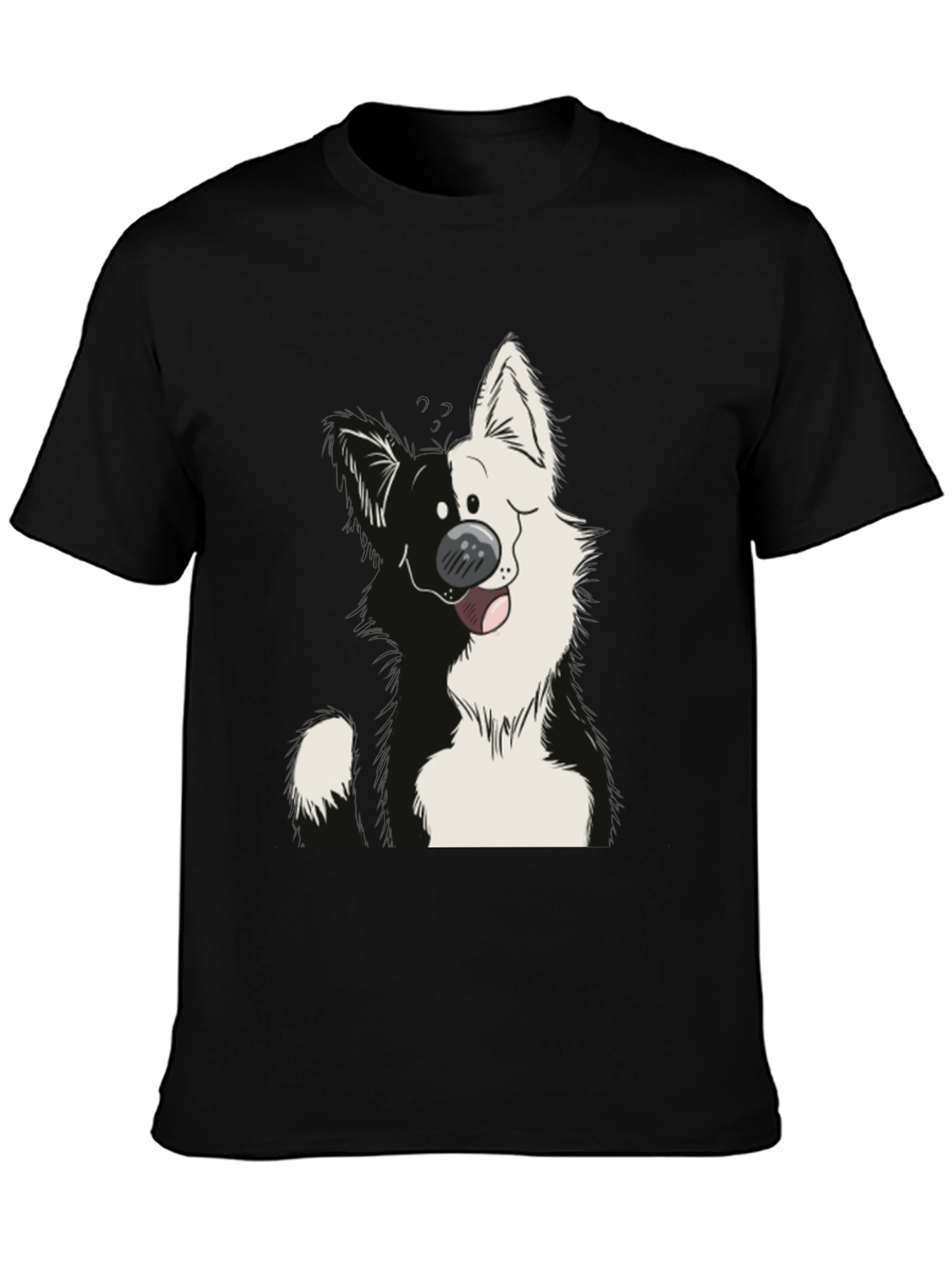 Cartoon Dog Graphic Black T-Shirt
