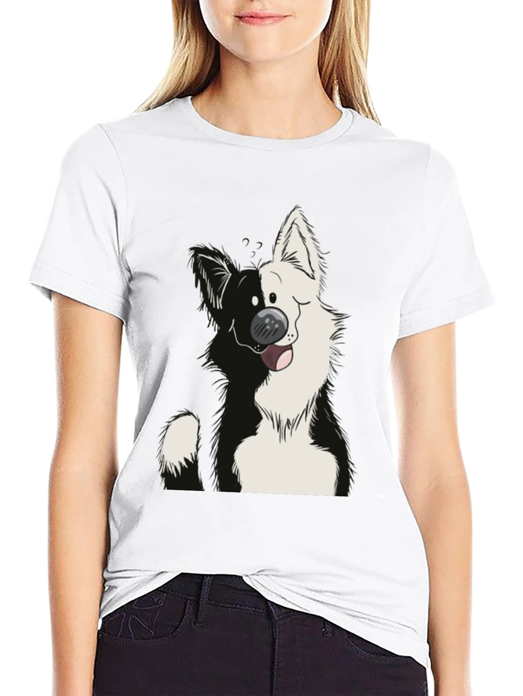 Cartoon Dog Graphic Black T-Shirt