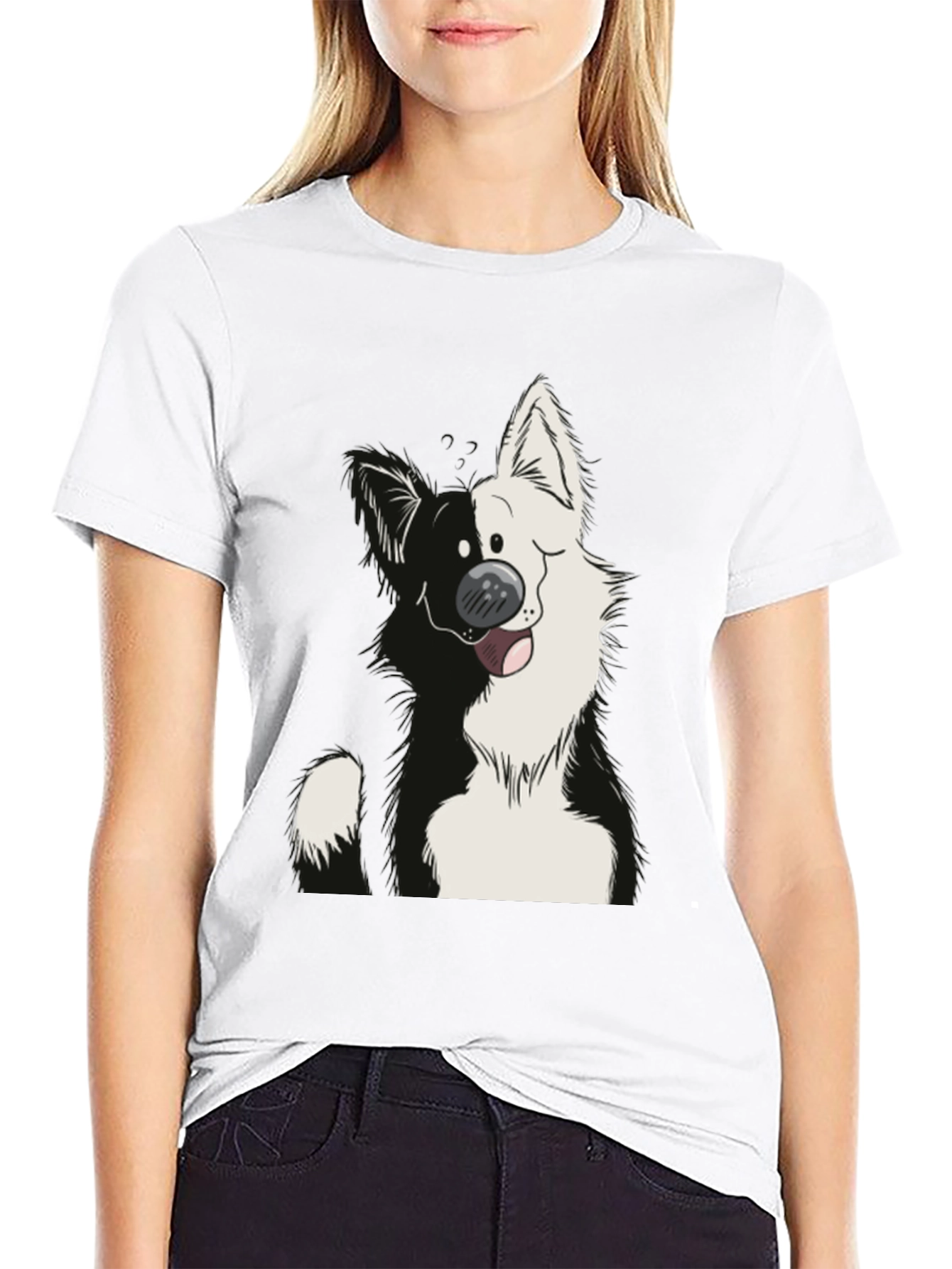 Cartoon Dog Graphic Black T-Shirt