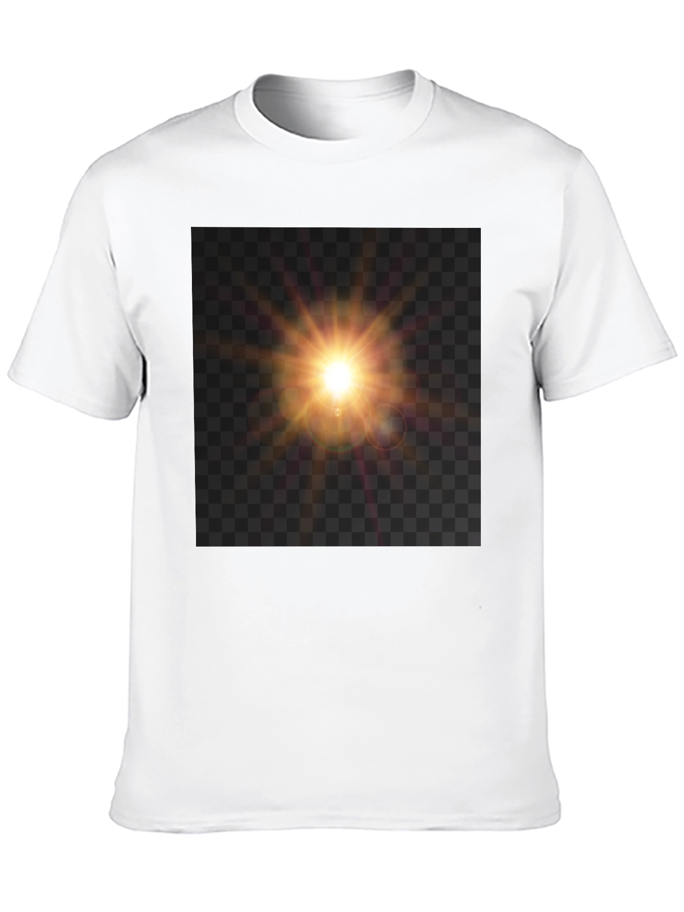 Black T-Shirt with Sun Flare Graphic