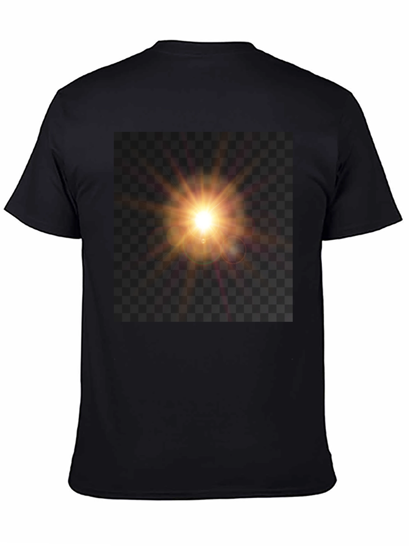 Black T-Shirt with Sun Flare Graphic