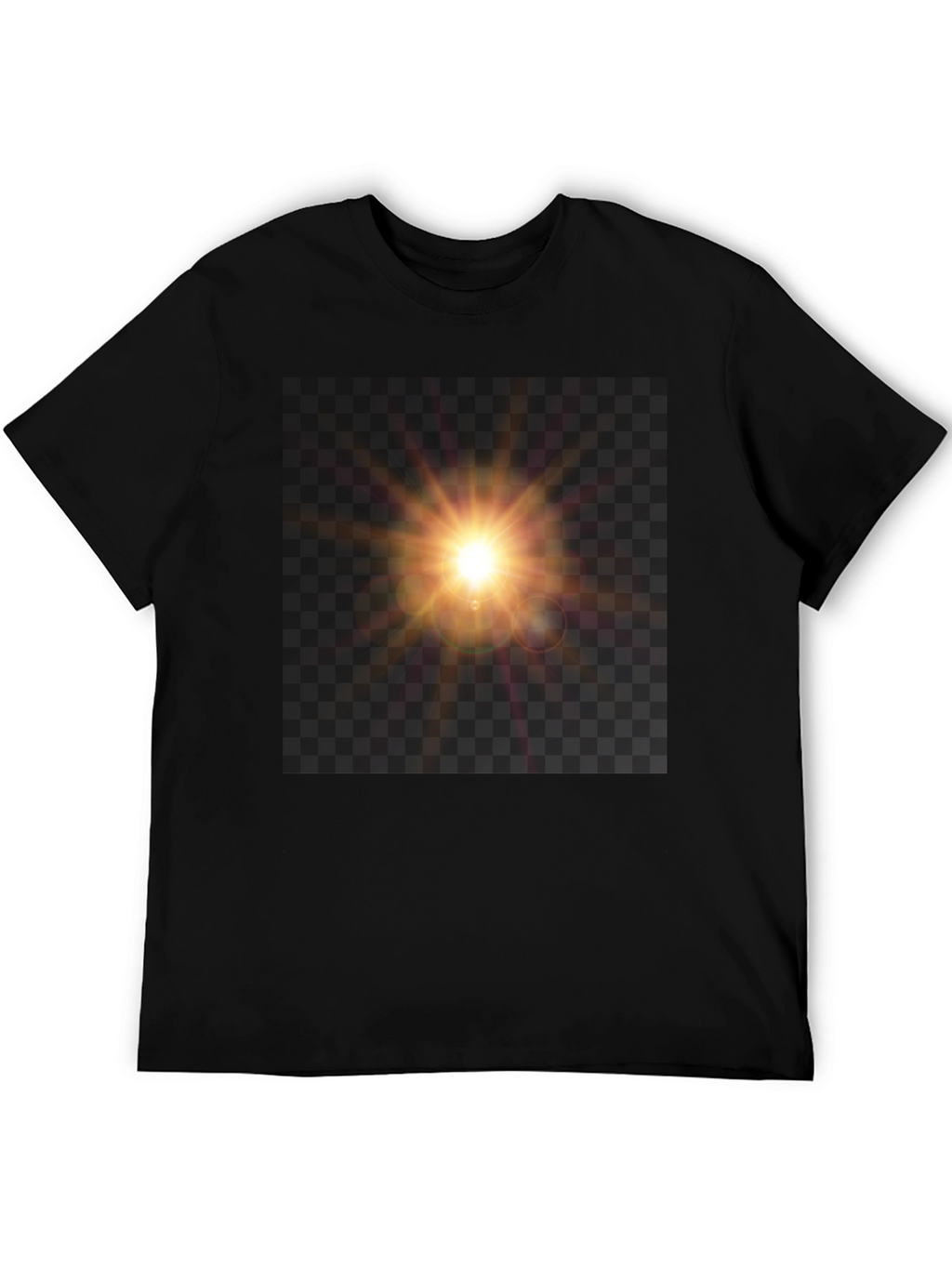 Black T-Shirt with Sun Flare Graphic